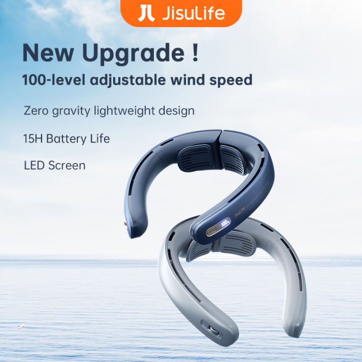 Jisulife Portable Neck Fan Mini Hands Pro Speeds Bladeless Fan Stepless Knob Led Display