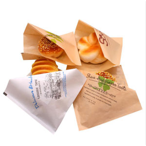 100pcs Kraft Paper Sandwich Donuts Bag Disposable Snack Pancake Triangle Greaseproof Paper Bag