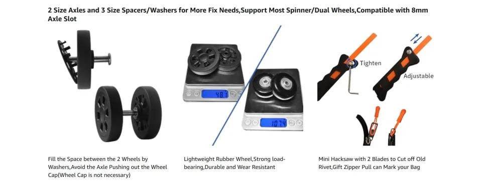 Luggage Suitcase Wheels Repair Kit 4PCS Swivel Wheel 12mm/ Thick