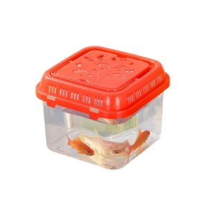 OUTOPEN Handheld Portable Fish Tank Transparent Plastic Hamster Carrier Cage Reptile Carrier with Handle Reptile Feeding Box For Turtle Fish Lizards