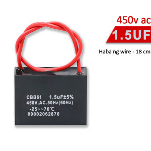 Electric Fan Capacitor (1.5UF | 2.0UF) 400V/450V AC Ceiling Fan Motor Running Starting Capacitor fan start capacitor W/ Wire Type