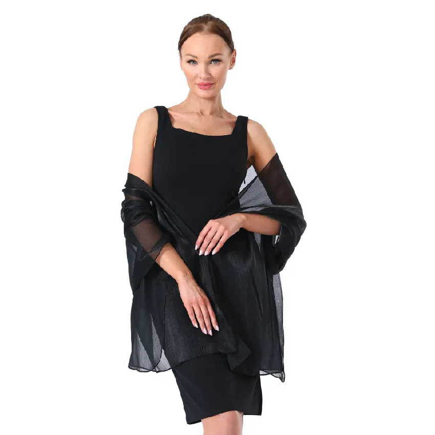 Sparkling Pure Color Polyester Evening Dresses Shawl for Fashion Wedding  Party Long Lady Cape Wraps