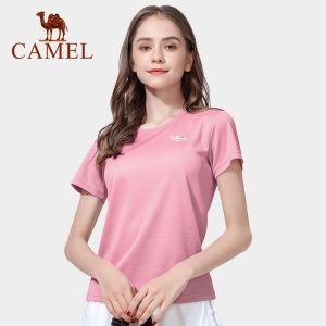 อูฐใหม่ผู้หญิงกลางแจ้งผ้าฝ้ายเสื้อยืดแขนสั้นลำลองฤดูร้อนนุ่มระบายอากาศวิ่งกีฬาเสื้อท็อปส์