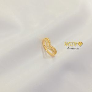 Noin Cincin Wanita Fuji 2 Lapis Permata Perhiasan Elegan SImple Mewah Cantik Lapis Emas