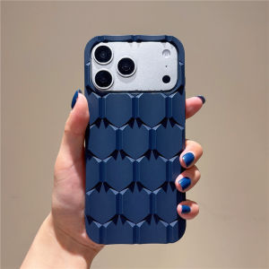 Fashion Honeycomb Building Blocks Phone Case For iPhone 17 16 15 14 13 12 Pro Max Solid Color Shockproof Matte Bumper Cover Capa