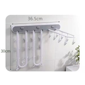 Foldable Drying Rack Wall-mounted Free Punch 24 Hooks Socks Underwear Rack Balcony Bathroom Toilet Laundry Supplies