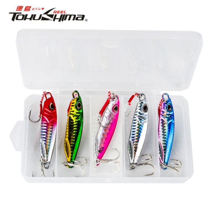 5-Pack Metal Jig Fishing Lures - Shore Spoon Jigs For Bass & Trout, 10g To 60g