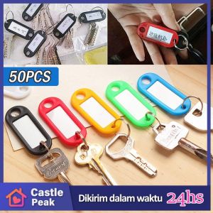 50Pcs/Set Key Ring Bisa Tulis Nama Tag Keychain Gantungan Kunci  Label