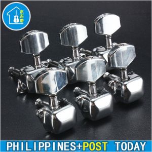 【Fast delivery】Chrom Metal 6Pcs Guitar Acoustic Guitar String Button Metal Semiclosed Tuning Pegs