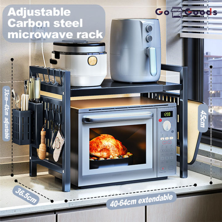 ☆COD☆Kitchen Microwave Rack Adjustable Length And Height Carbon Steel ...