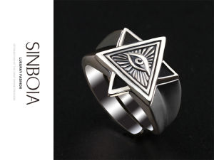 Sinboia Retro Gods Eye Silver Ring For Men Cool Jewelry For Boys Aesthetic Ring Nice Gift