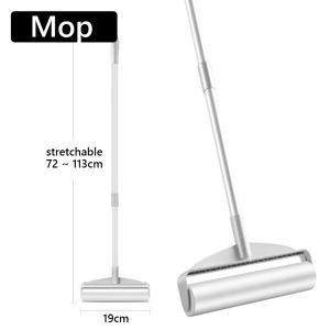 Long Handle Retractable Tear Rubber Roller Hair Pad with Sticking Paper Sticky Mop Duster Removal Roller Detachable Long Handle Sticky Roller Mop Sofa Bed Carpet Cleaner Clothes Pet Home Car Cleaning Gluing Tool Tearable Sticky Mop