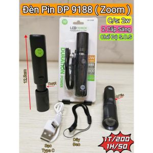 ĐÈN PIN CẦM TAY ZOOM XA GẦN DP-9188 2W 3 CHẾ ĐỘ SÁNG MẠNH/YẾU/NHẤP NHÁY