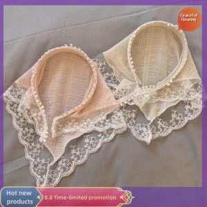Graceful White Lace Headscarf Pastoral Style Headscarf Triangular Scarf Women Retro Headscarf Hat Travel Photo Headband Hair Accessories