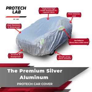 Hyundai Accent Hatchback Protech Lab - Premium 3-Layered All Weather SILVER Aluminum Car Cover