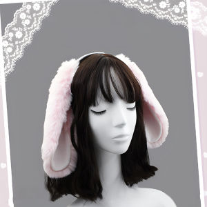 Minwen Cute Bunny Ears Headband Plush Rabbit Hair Hoop Headwear Cosplay Costume Hair Accessories For Adults Party