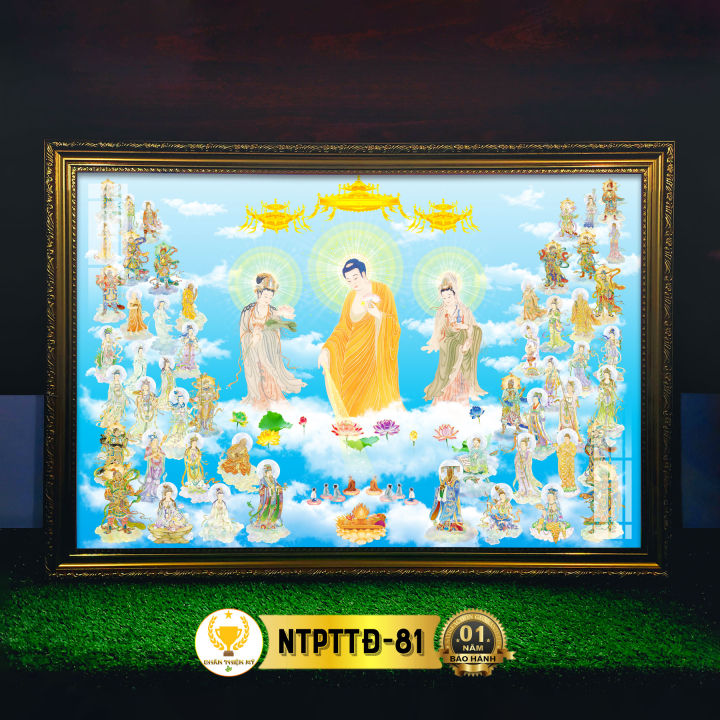 Tranh Treo Phòng Thờ Tây Phương Thánh Chúng Đứng Có Đèn CHÂN THIỆN MỸ ...