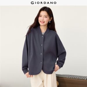 Giordano Beau Monde Women Baseball collar button closure jacket Free Shipping 13376615