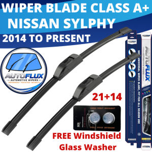 AutoFlux Wiper Blade Class A+ Nissan SYLPHY 2014 To Present FREE Windshield Glass Washer Set 21+14