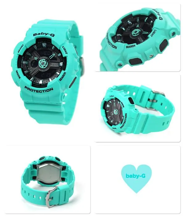 OFFICIAL WARRANTY Casio Baby G BA 111 3A Standard Analog Digital Women s Neon Mint Resin Watch BA111 3A Lazada