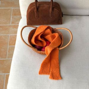 OQEWPI สีทึบทึบ ผ้าคลุมไหล่ขนแกะ ฮาราจูกุ Y2K ผ้าพันคอถักนิตติ้ง นุ่มนุ่มๆ เก็บความอบอุ่น ผ้าพันคอยาวแคบ สำหรับผู้หญิง