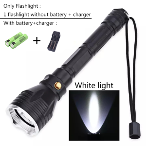 【COD】Submersible Flashlight LED Professional Waterproof Scuba Diving Flashlight Diver Light Torch Lamp Lanterna Led Underwater Flashlight Max 100M