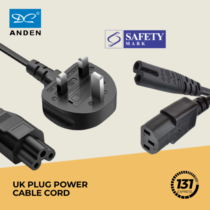 IEC to 3 Pin UK Plug Power Cable Cord (Female, Straight) [ C5, C7, C13 ...