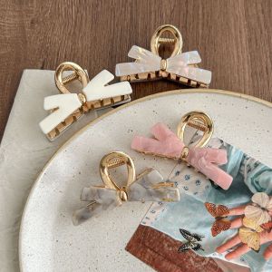 COSE Colorful Bow Hair Claw Geometry Hairpin Hair Grab Clip Creative Headwear Acetate Shark Clip Girls