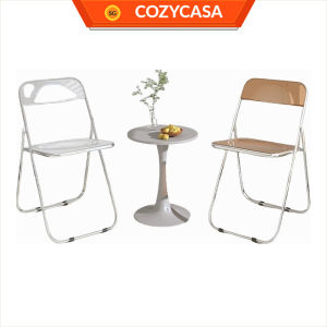 【COZYCASA】PVC Transparent Crystal Foldable Chair Acrylic Lightweight Minimalist Simple Bedroom Study Office Chair