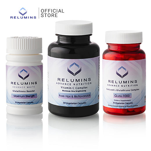 relumins advance white glutathione booster Nutrition Gluta 1000, Vitamin C MAX & Capsules - Ultimate Whitening Set Dimensions:30 x 45 Royale L-Gluta Power Antiaging Non Gmo
