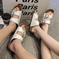 Julyya Sandals For MEN & Women Two-Strap With Adjustable Buckle Couple Flat Slippers. 