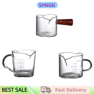 SHNGki 70 75ml Espresso Shot Glass Double Spout Glass Measuring Cup Heat-Resistant Handle Clear Scale Wine Milk Coffee Measure Jug