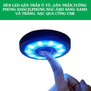 Đèn Led Gắn Trần Ô Tô 10 Bóng LedSạc Điện Qua Cổng USB2 Chế Độ Sáng Xanh Và Trằng