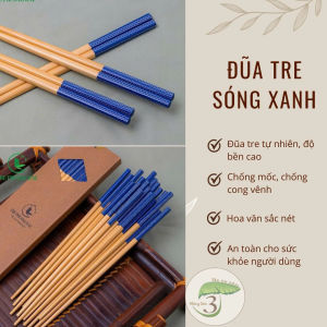 Đũa Tre Sóng Xanh Cao Cấp Chống Mốc An Toàn Tre Phương Bắc 10 Đôi/1 Hộp