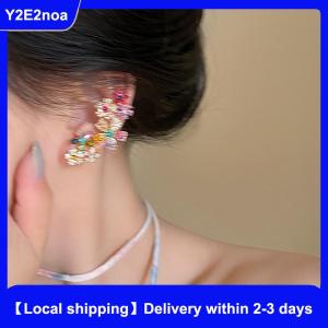 【Local shipping】 Romantic Colorful Zircon Flower Earrings For Women Girls Fashion Sweet Waterdrop Flower Earrings Exquisite Party Jewelry Gifts