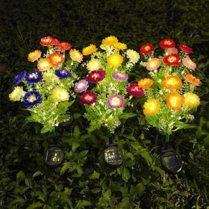 NEXTGENYUN Solar Powered LED Snow Lotus Lights 7 Heads Colorful LED Simulation Flower Lights Durable Decorative Outdoor Solar Lights for Outdoor