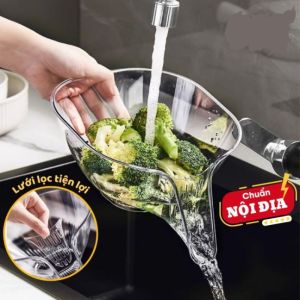 Rổ Nhựa Rửa Rau Củ Qủa Có Phễu Thoát Nước Tiện Lợi Gáo Nhựa Trong Suốt Ráo Nước Chất Liệu Nhựa PET Vuadienmay