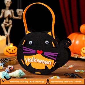 BAILUDAREN Halloween Black Cat Trick-or-Treat Bag for Kids Party Favor Candy Holder