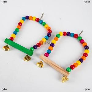 [COD] fjdse นกแก้วไม้ธรรมชาติแกว่งของเล่นนก Perch แขวนแกว่งกรงลูกปัดที่มีสีสัน