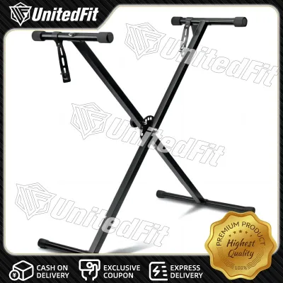 Unitedfit Black Single Or Double-Sided Lacquered Metal Stand Adjustable In Height Hold Electronic Keyboards 54/61/76/88 Keys