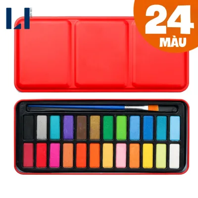 Bộ màu nước nén solid water color hộp thép kèm 1 cọ vẽ