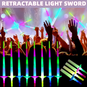 【SG Local】Glowing Telescopic Stick Hot Sale Large Four Section Glow Stick Telescopic Glitter Stick Wholesale Glow Toy With LED Light Christmas Party Activities Toy