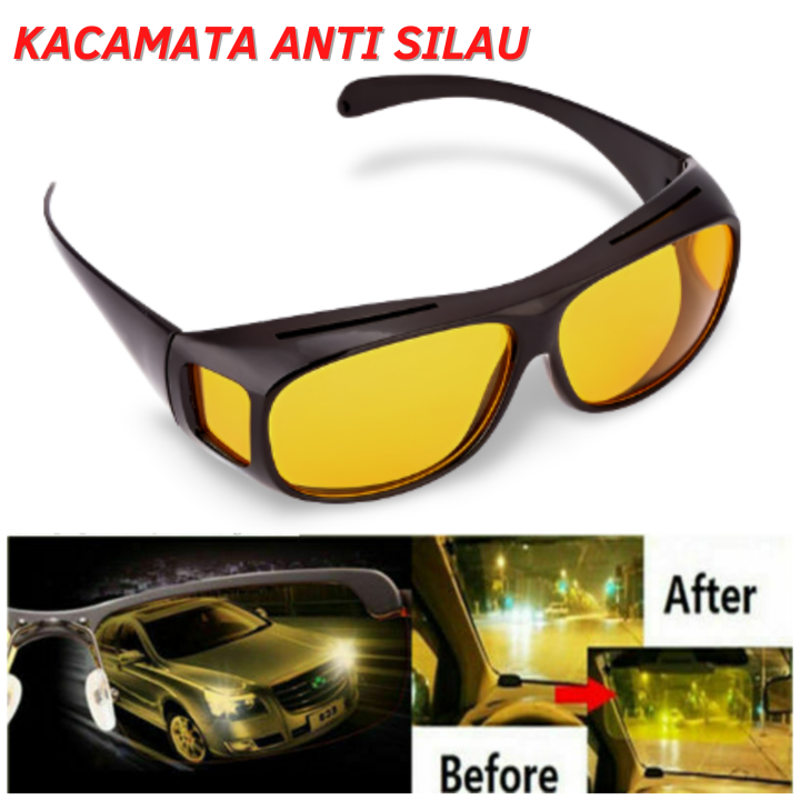 KACA MATA HD VISION KACAMATA ANTI GLARE ANTI SILAU MENYETIR SIANG MALAM LAMPU KENDARAAN DAN SINAR UV MATAHARI