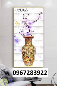 Gạch tranh 3D bình hoa đẹp