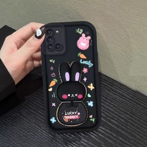 เคสสำหรับศัพท์ SAMSUNG a31 เคสนิ่มซิลิโคนกันกระแทก ดีไซน์ใหม่สวยงาม กระจกเงา กระต่ายพร้อมที่จับ JTCETZJ01