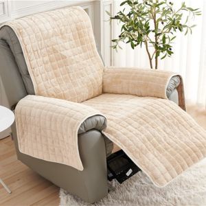 KLICKKRATE Flannel Plush Recliner Sofa Cover Non-Slip Wear Resistant Plush Chair Covers  Side Pockets Sofa Slipcovers Home Use