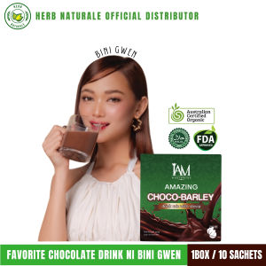 IAMWorldwide x Bini Gwen Amazing Choco Barley drink mix for Kids and Adults Healthy Chocolate with Barley 1box/10sachets