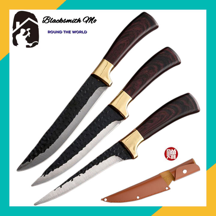 Butcher Knife Set 3pcs Chef Kitchen Knife Pisau Potong Daging Dapur