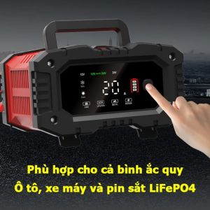 Sạc ắc quy thông minh FOXSUR tự động 12v - 24v dòng sạc 20A sạc bình 6A - 300A ô tô xe máy xe tải pin sắt LiFePO4