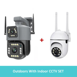V380 Pro Dual Lens CCTV Camera Connect Cellphone With Audio and Speaker Outdoor Waterproof No Needed Internet 360 PTZ IP Security Cameras Two-Way Audio Night Vision Auto Tracking Home Smart CCTV Camera